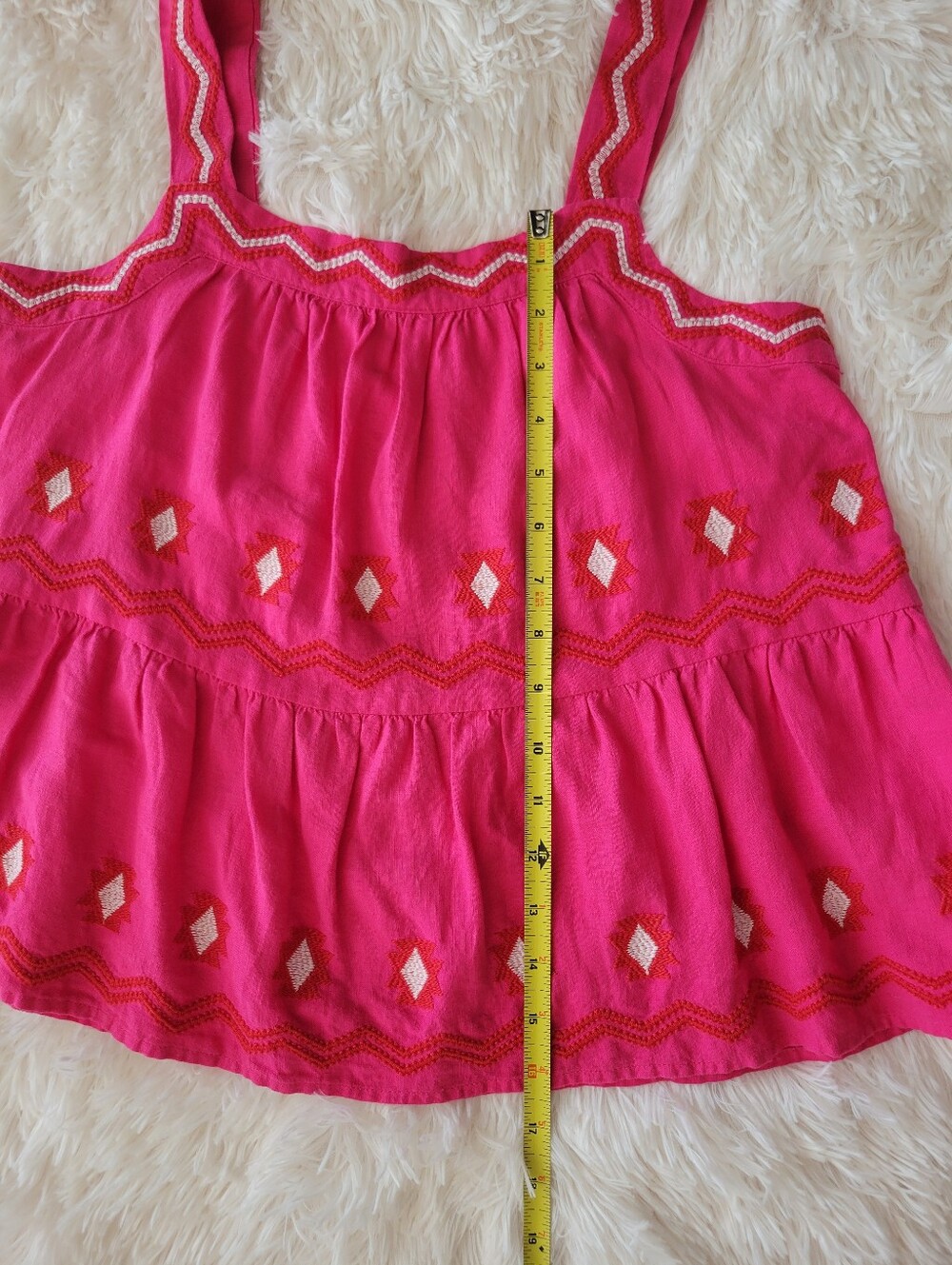 Ann Taylor LOFT Pink Linen Blend Embroidered Boho Tank Top Women XS Runs Big - Picture 10 of 12